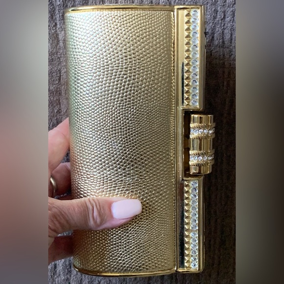 Gold evening clutch w/diamond studs - Picture 6 of 7